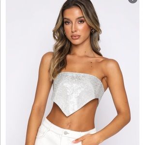 NWT Luna Light Crop Silver White Fox Boutique